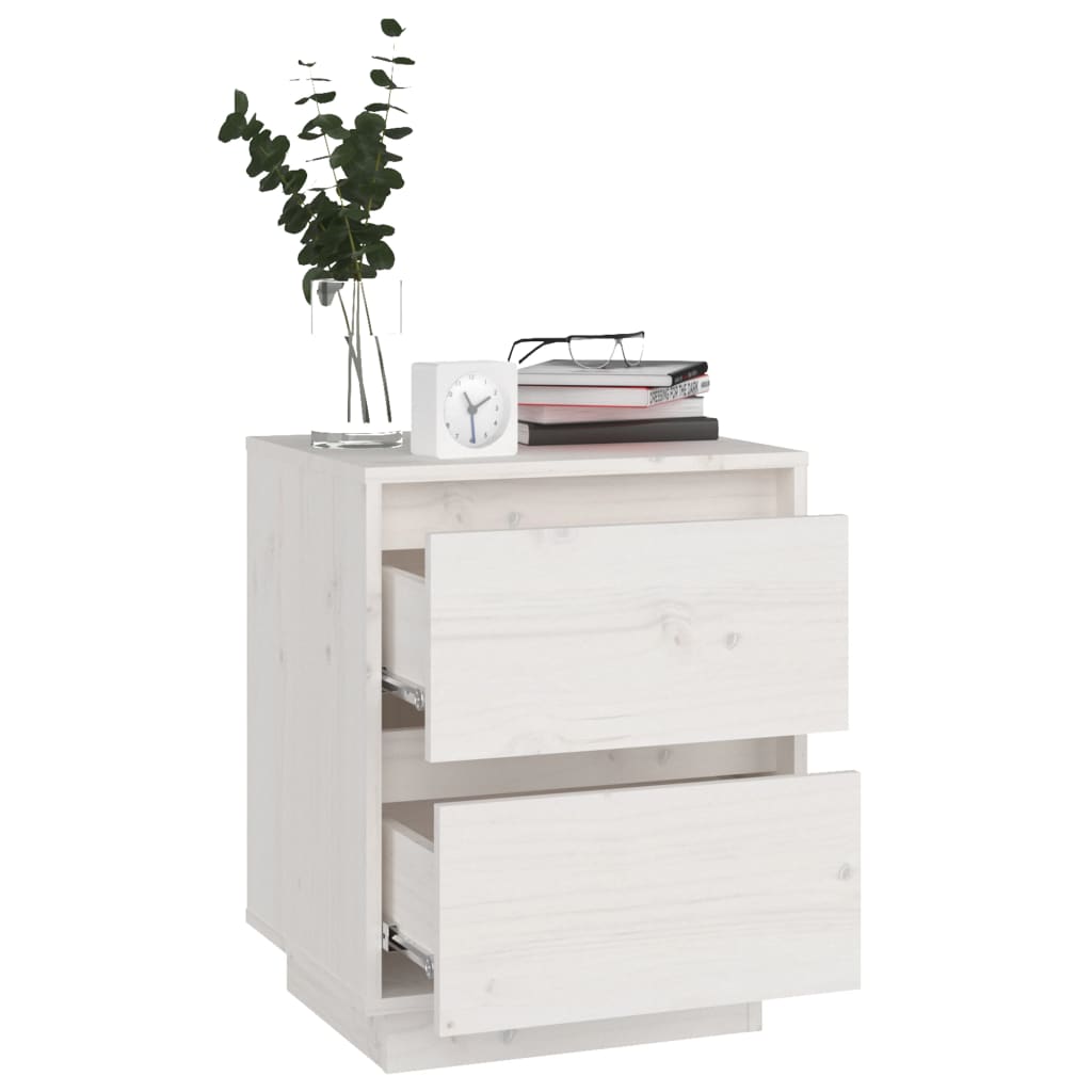 Nachtkastjes 2 St 40X35X50 Cm Massief Grenenhout Wit