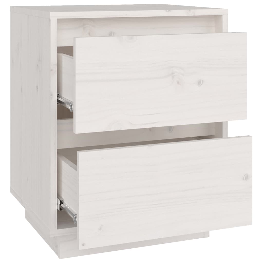 Nachtkastjes 2 St 40X35X50 Cm Massief Grenenhout Wit