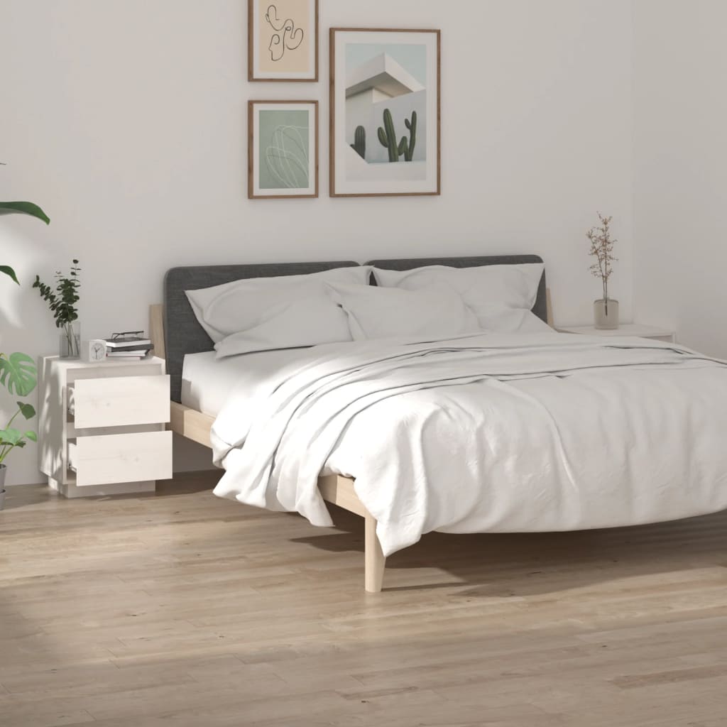 Nachtkastjes 2 St 40X35X50 Cm Massief Grenenhout Wit
