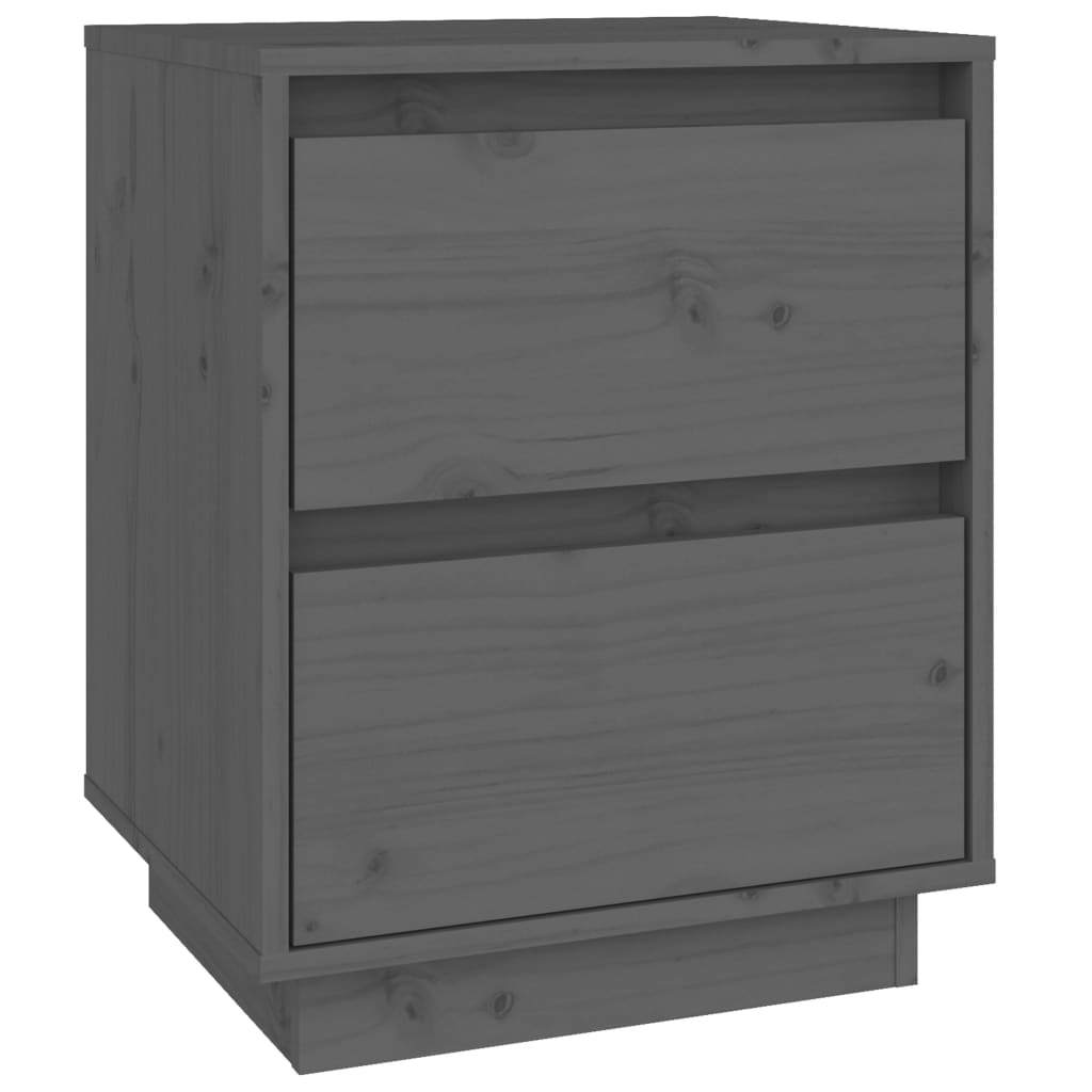 Nachtkastje 40X35X50 Cm Massief Grenenhout Grijs