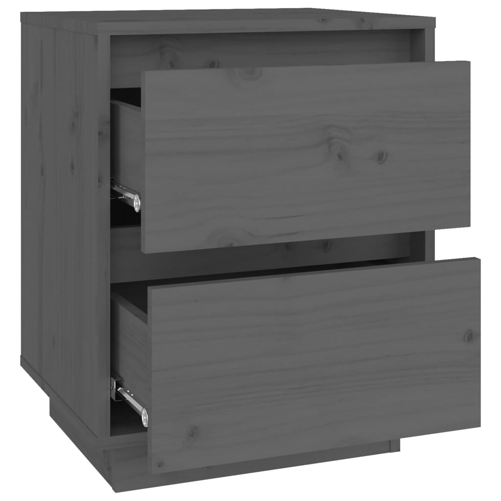 Nachtkastje 40X35X50 Cm Massief Grenenhout Grijs