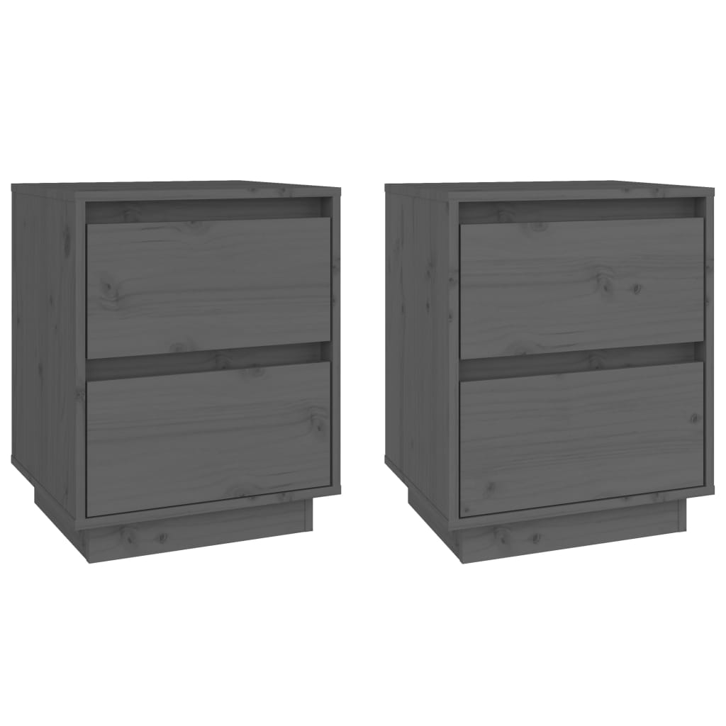 Nachtkastjes 2 St 40X35X50 Cm Massief Grenenhout Grijs