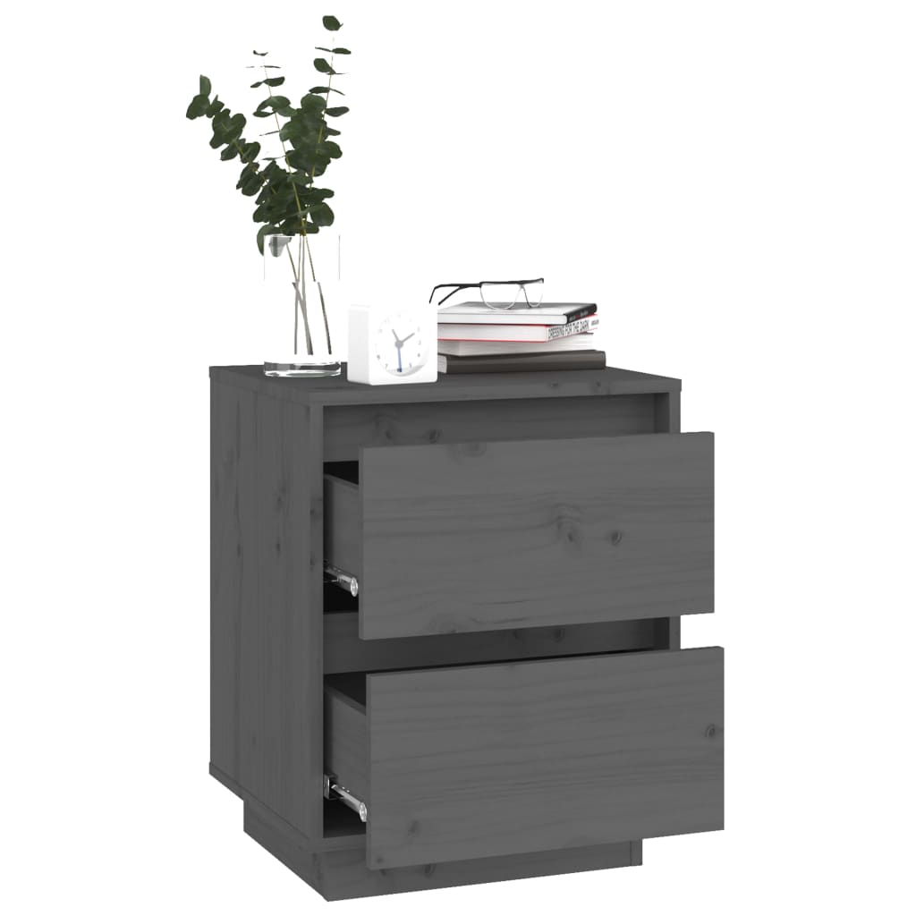 Nachtkastjes 2 St 40X35X50 Cm Massief Grenenhout Grijs