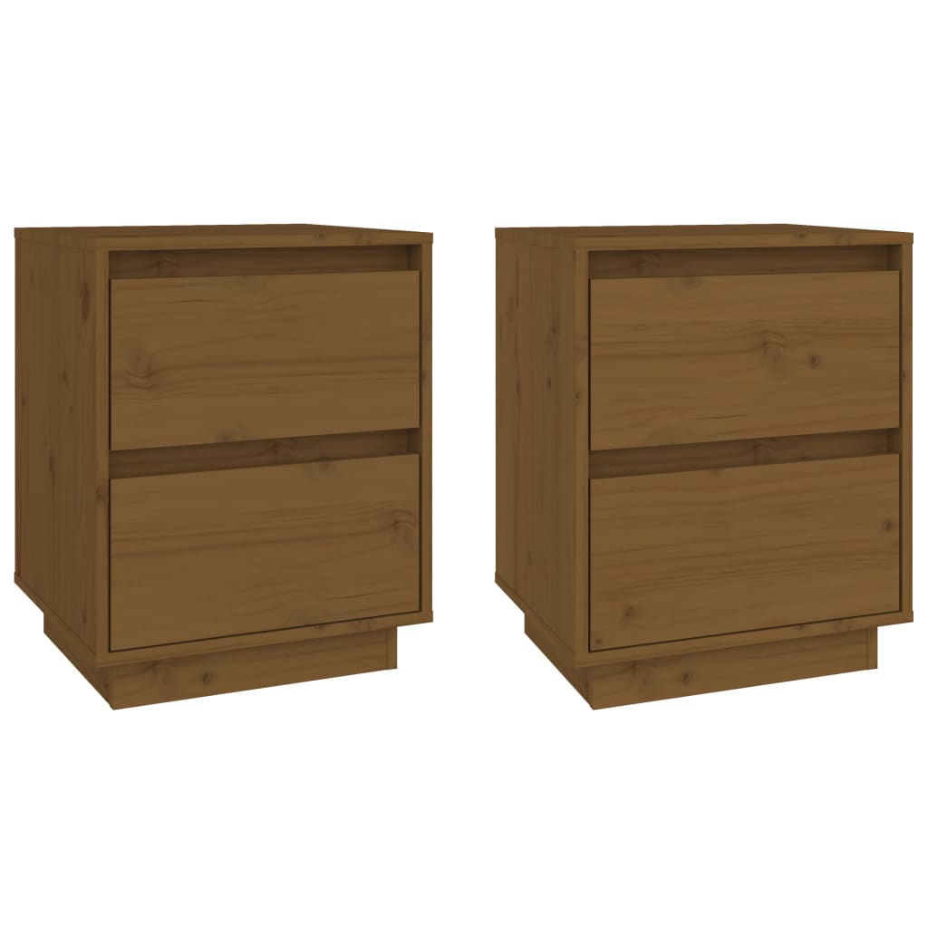 Nachtkastjes 2 St 40X35X50 Cm Massief Grenenhout Honingbruin