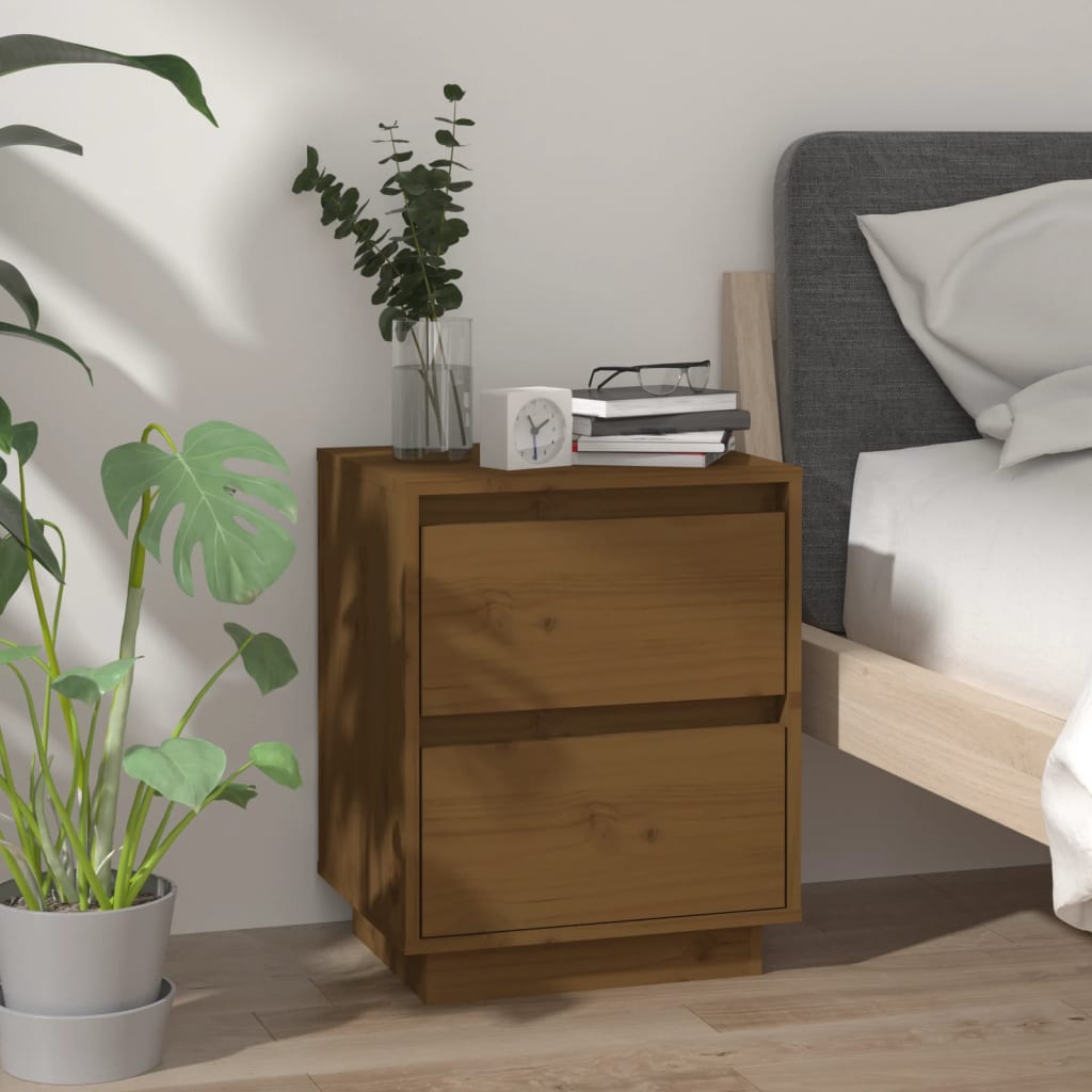 Nachtkastjes 2 St 40X35X50 Cm Massief Grenenhout Honingbruin