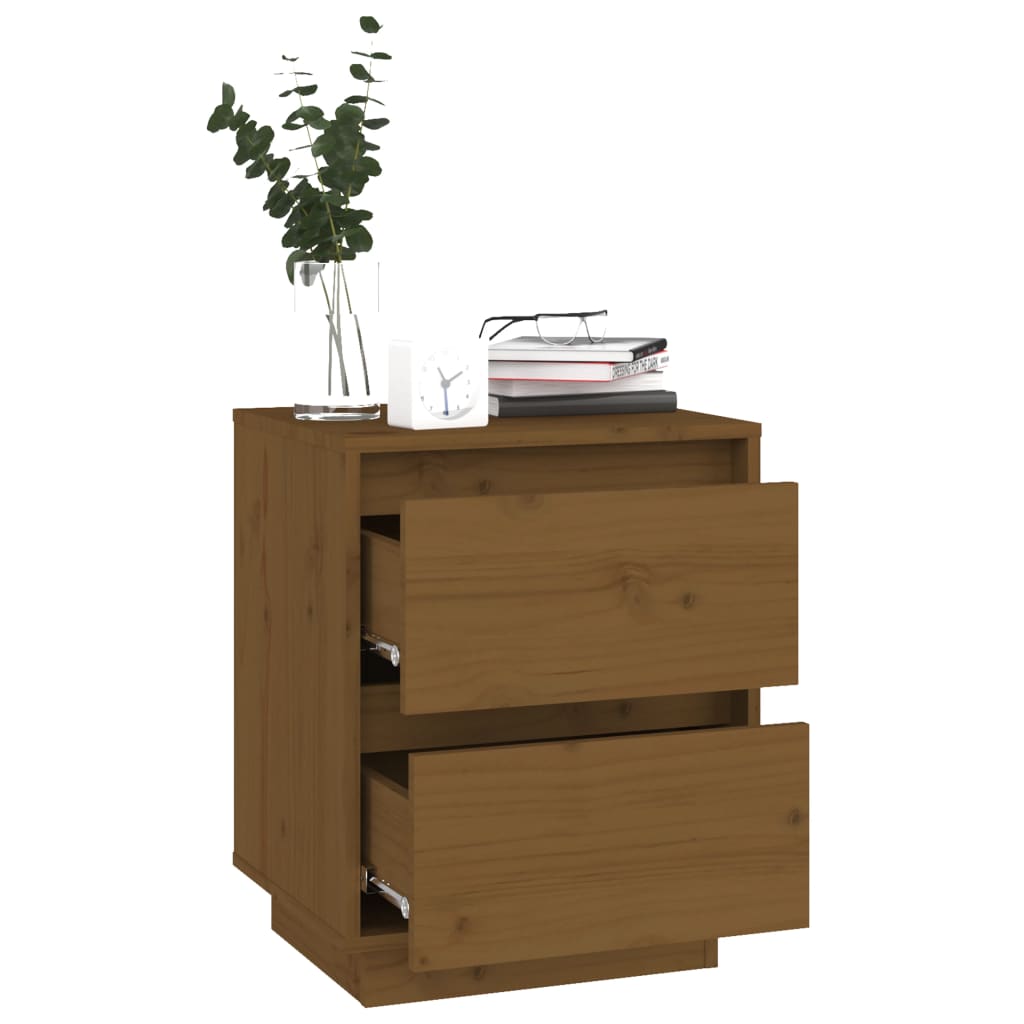 Nachtkastjes 2 St 40X35X50 Cm Massief Grenenhout Honingbruin