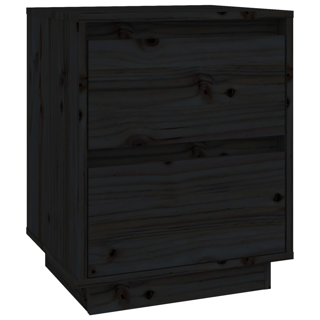 Nachtkastjes 2 St 40X35X50 Cm Massief Grenenhout Zwart