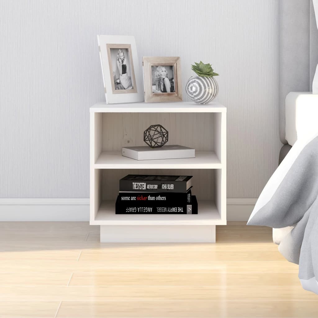 Nachtkastjes 2 St 40X34X40 Cm Massief Grenenhout Wit