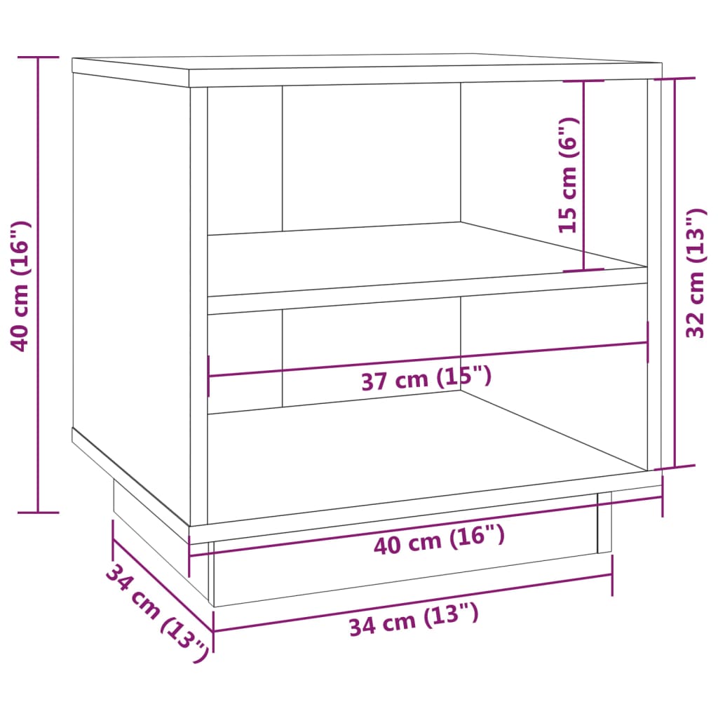 Nachtkastjes 2 St 40X34X40 Cm Massief Grenenhout Wit