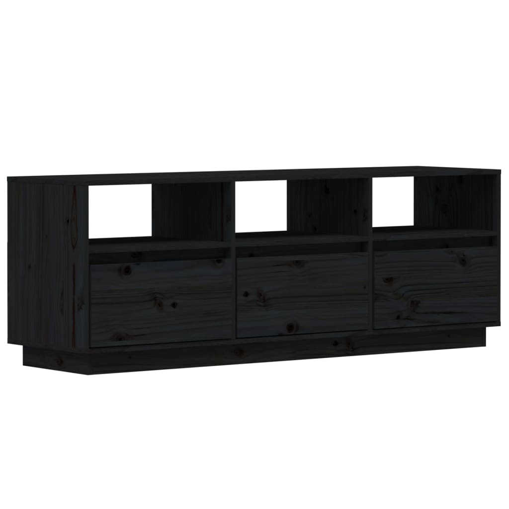 Tv-Meubel 140X37X50 Cm Massief Grenenhout Zwart