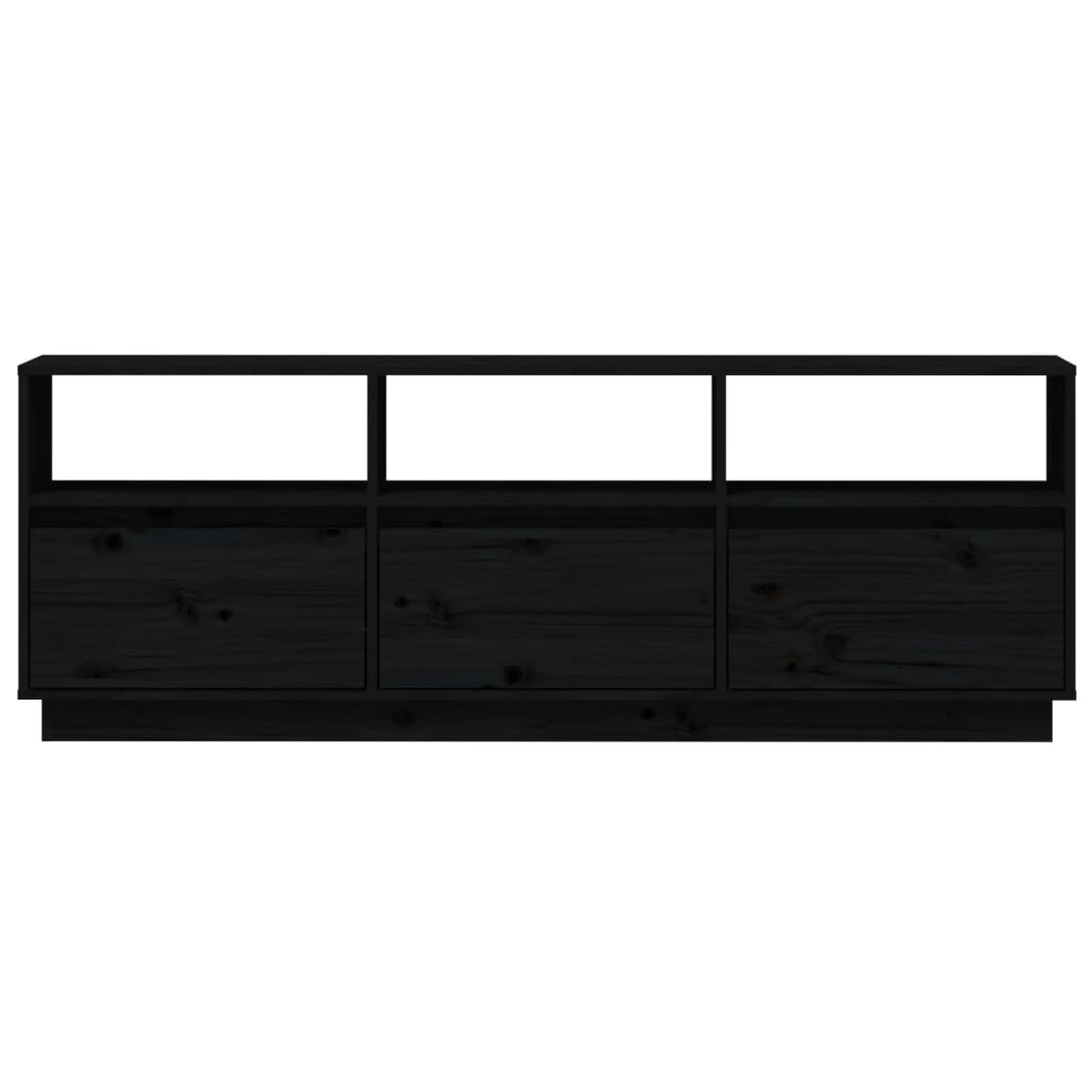 Tv-Meubel 140X37X50 Cm Massief Grenenhout Zwart