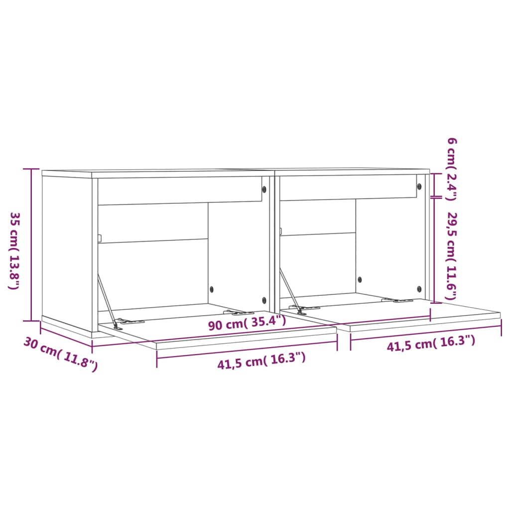 Wandkasten 2 St 45X30X35 Cm Massief Grenenhout Wit