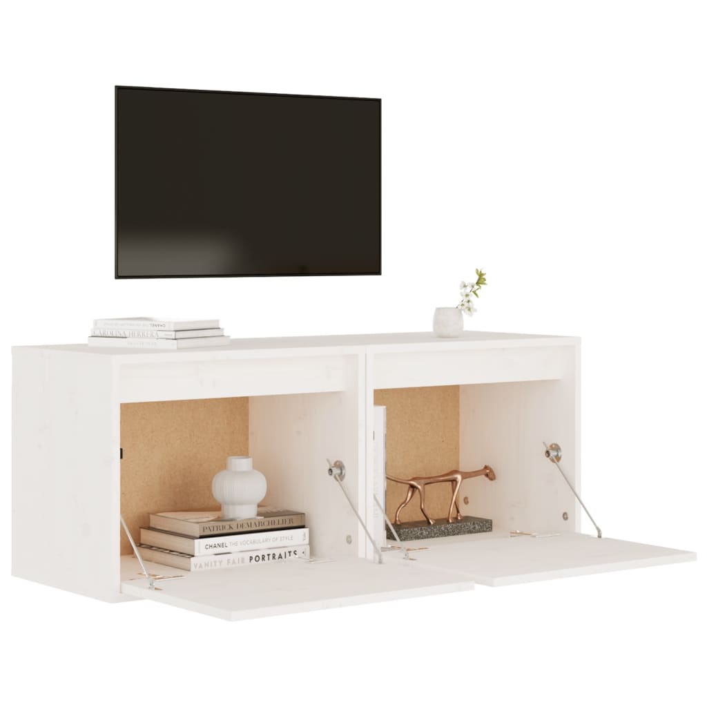 Wandkasten 2 St 45X30X35 Cm Massief Grenenhout Wit