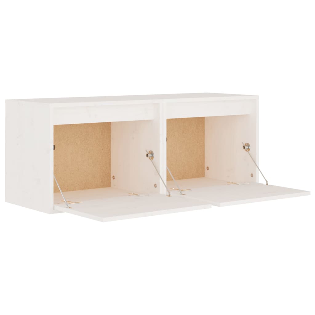 Wandkasten 2 St 45X30X35 Cm Massief Grenenhout Wit