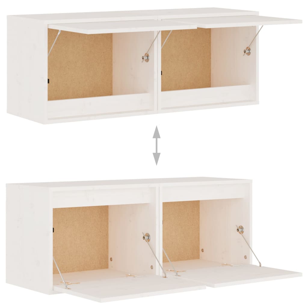 Wandkasten 2 St 45X30X35 Cm Massief Grenenhout Wit