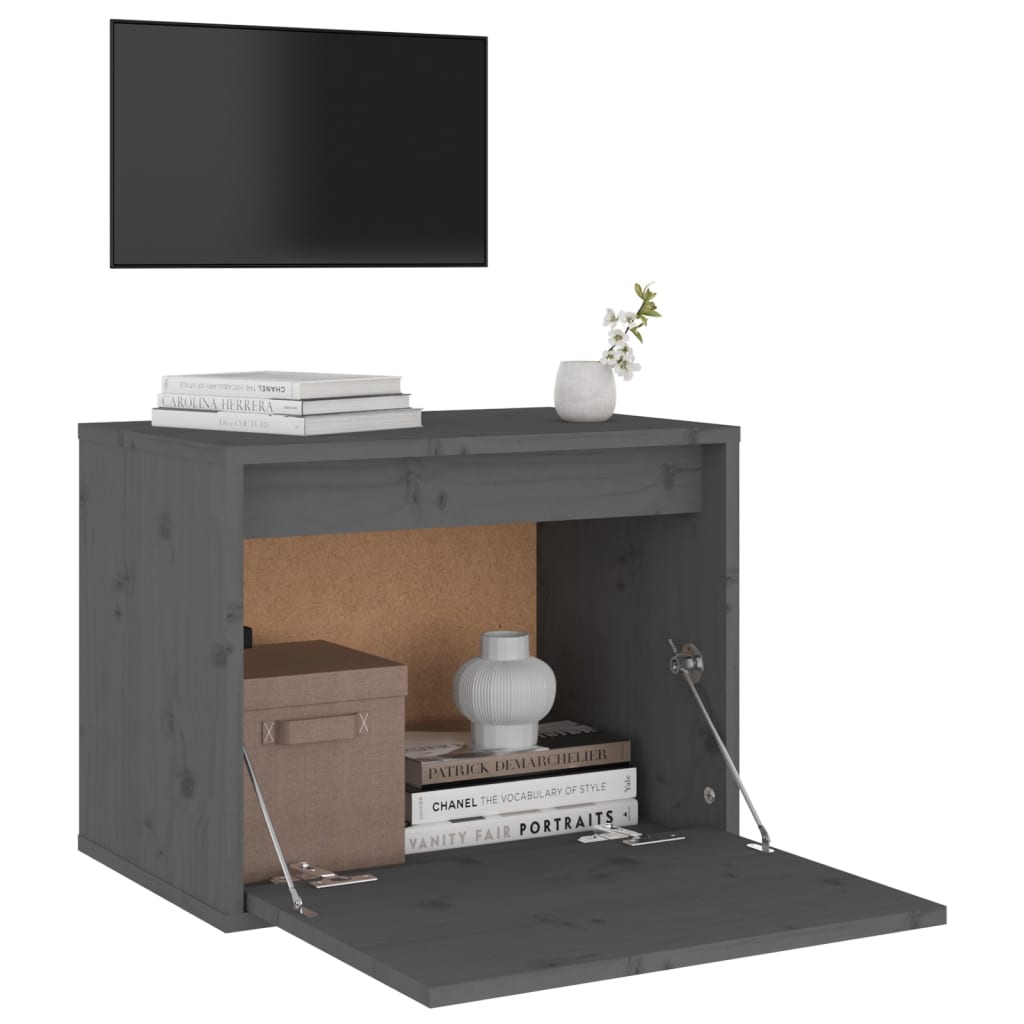 Wandkast 45X30X35 Cm Massief Grenenhout Grijs