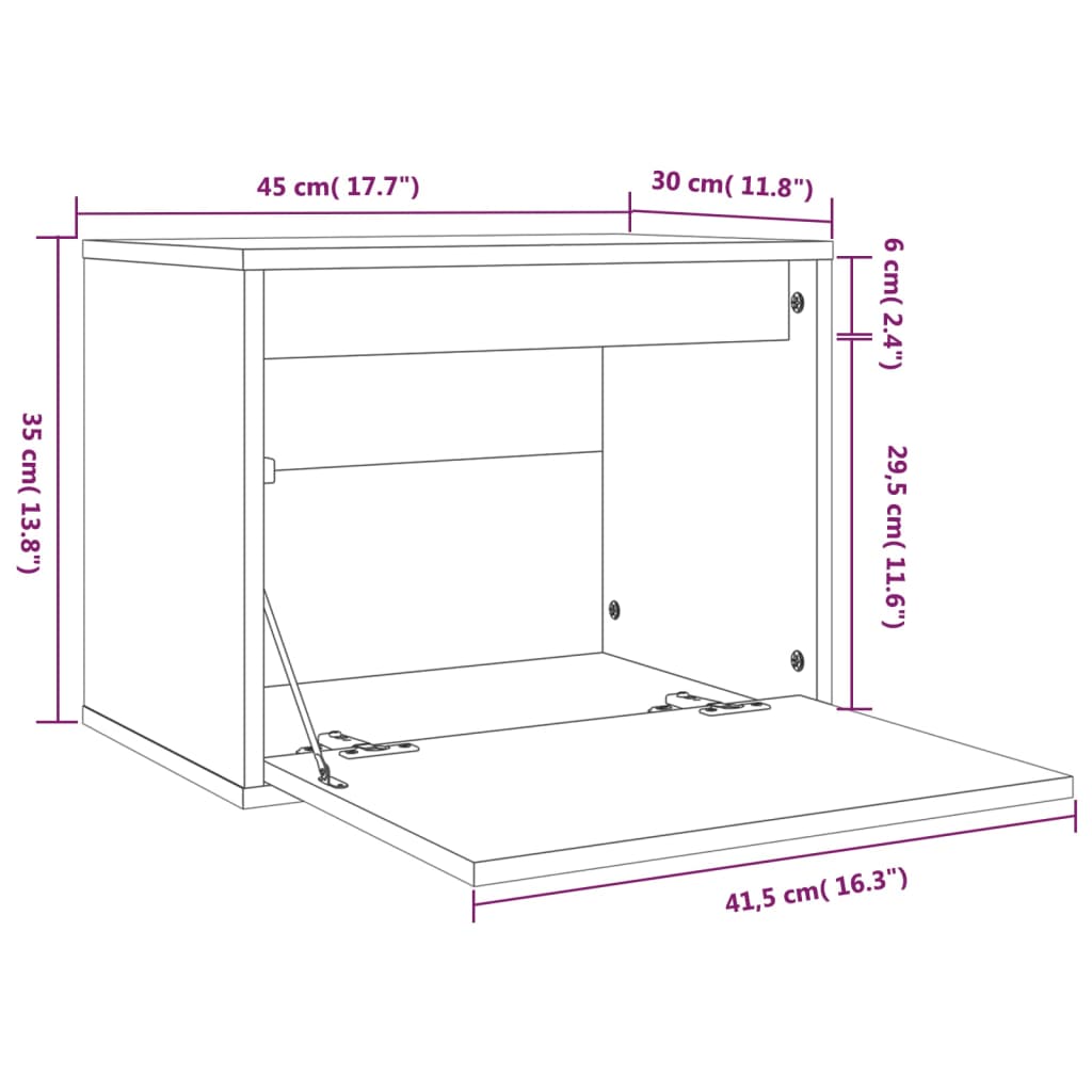 Wandkast 45X30X35 Cm Massief Grenenhout Grijs