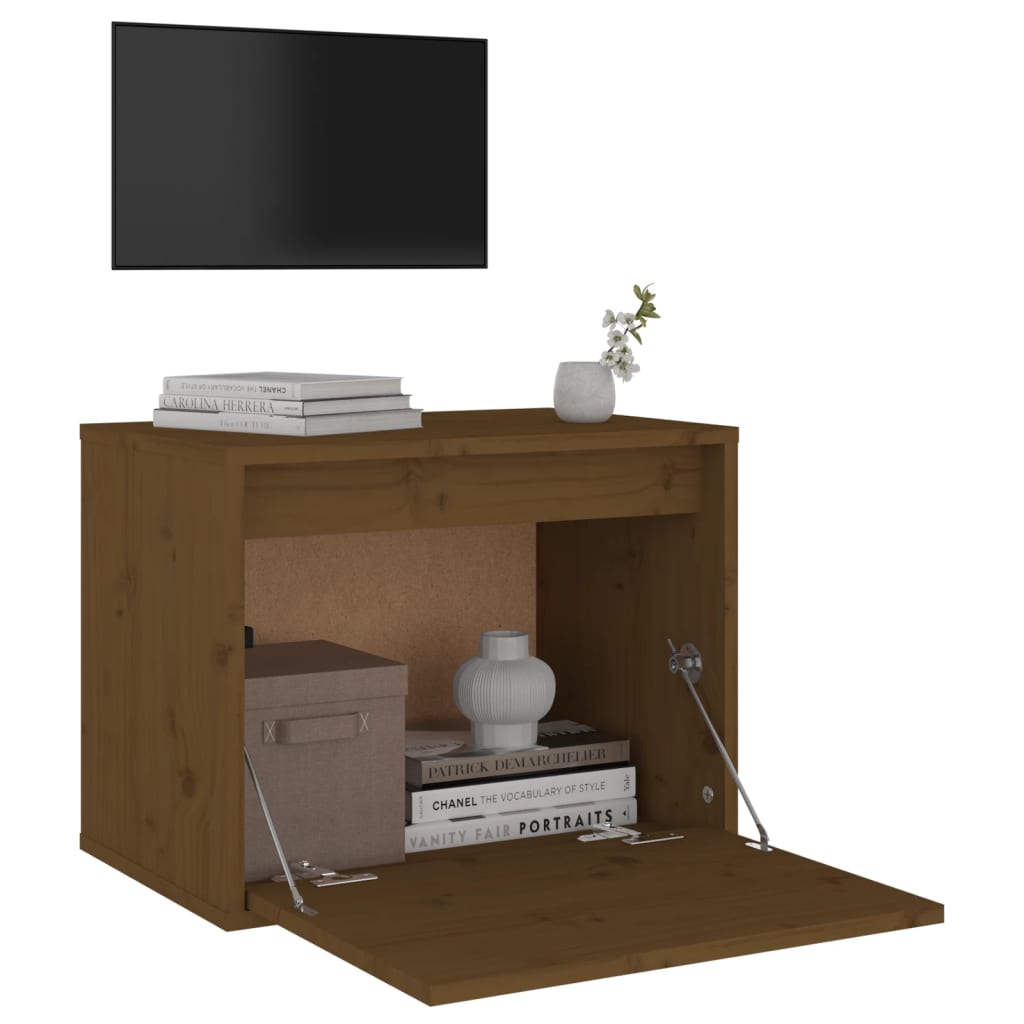 Wandkast 45X30X35 Cm Massief Grenenhout Honingbruin