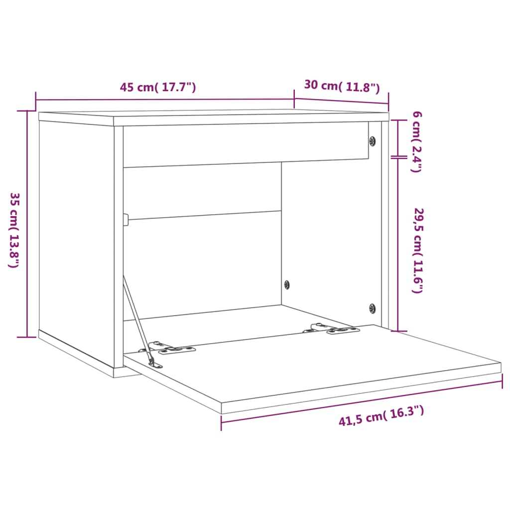 Wandkast 45X30X35 Cm Massief Grenenhout Honingbruin