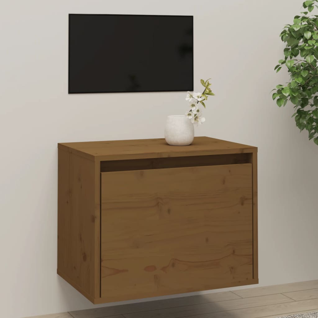 Wandkast 45X30X35 Cm Massief Grenenhout Honingbruin
