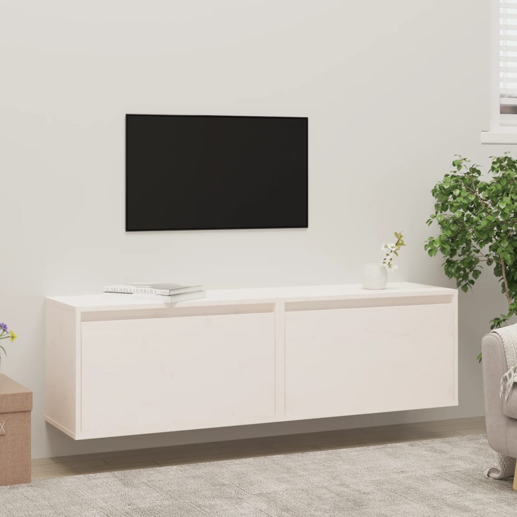 Wandkasten 2 St 60X30X35 Cm Massief Grenenhout Wit