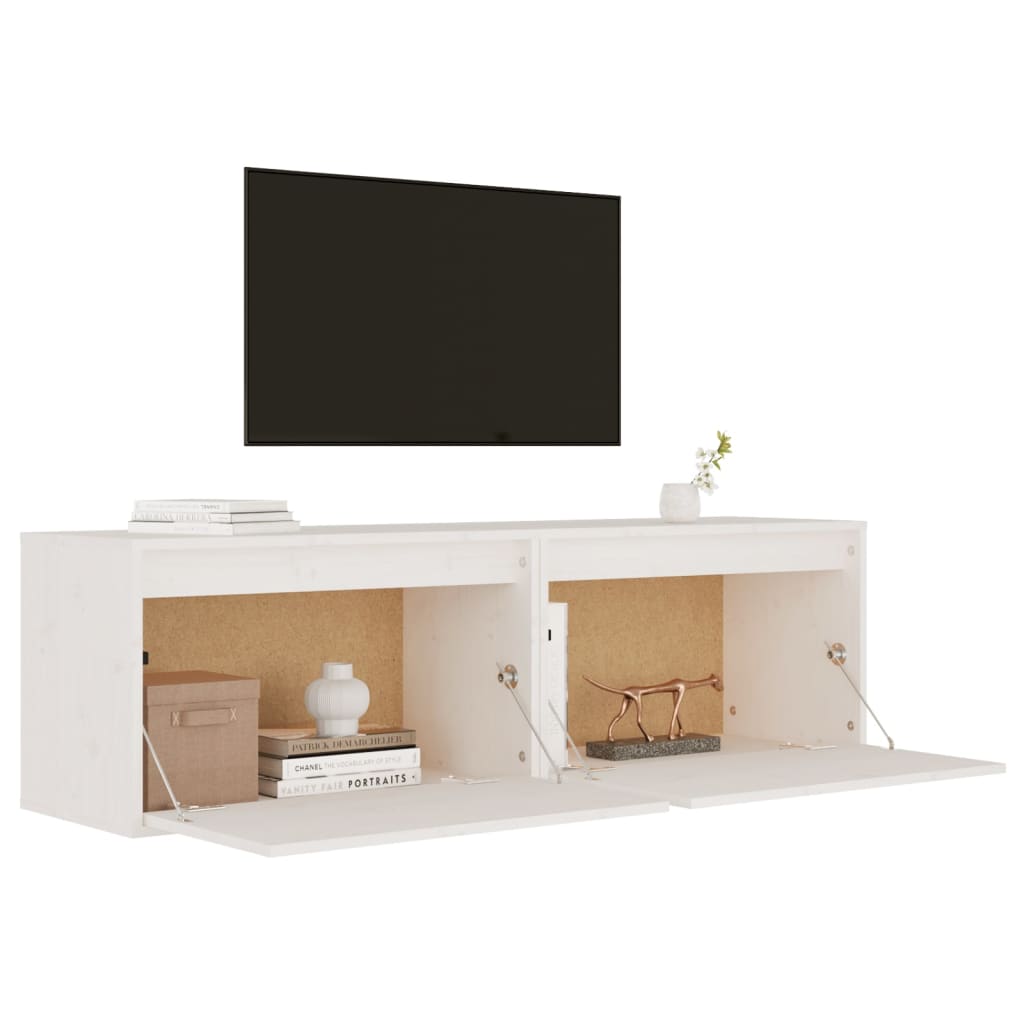 Wandkasten 2 St 60X30X35 Cm Massief Grenenhout Wit