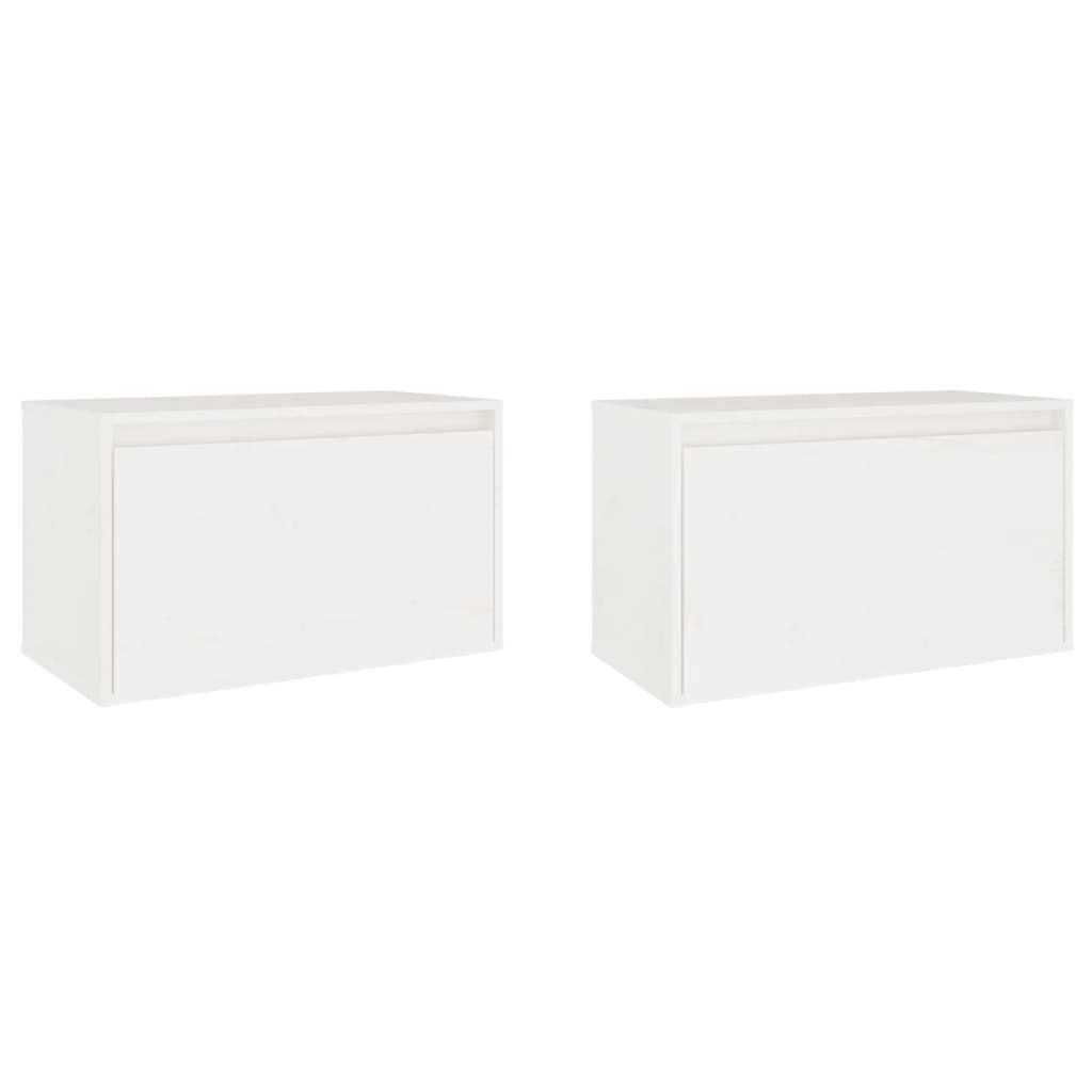 Wandkasten 2 St 60X30X35 Cm Massief Grenenhout Wit