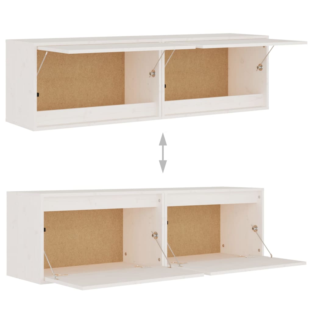 Wandkasten 2 St 60X30X35 Cm Massief Grenenhout Wit