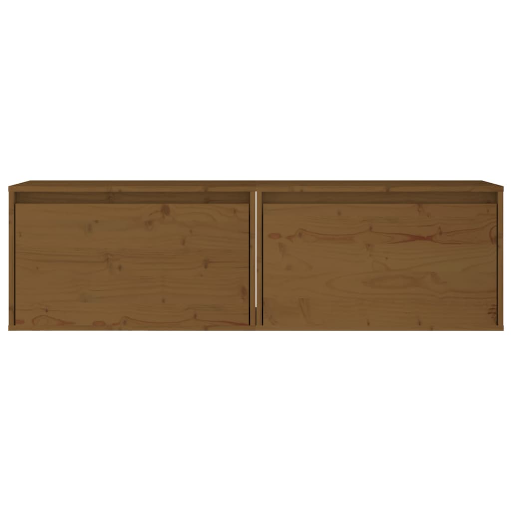 Wandkasten 2 St 60X30X35 Cm Massief Grenenhout Honingbruin