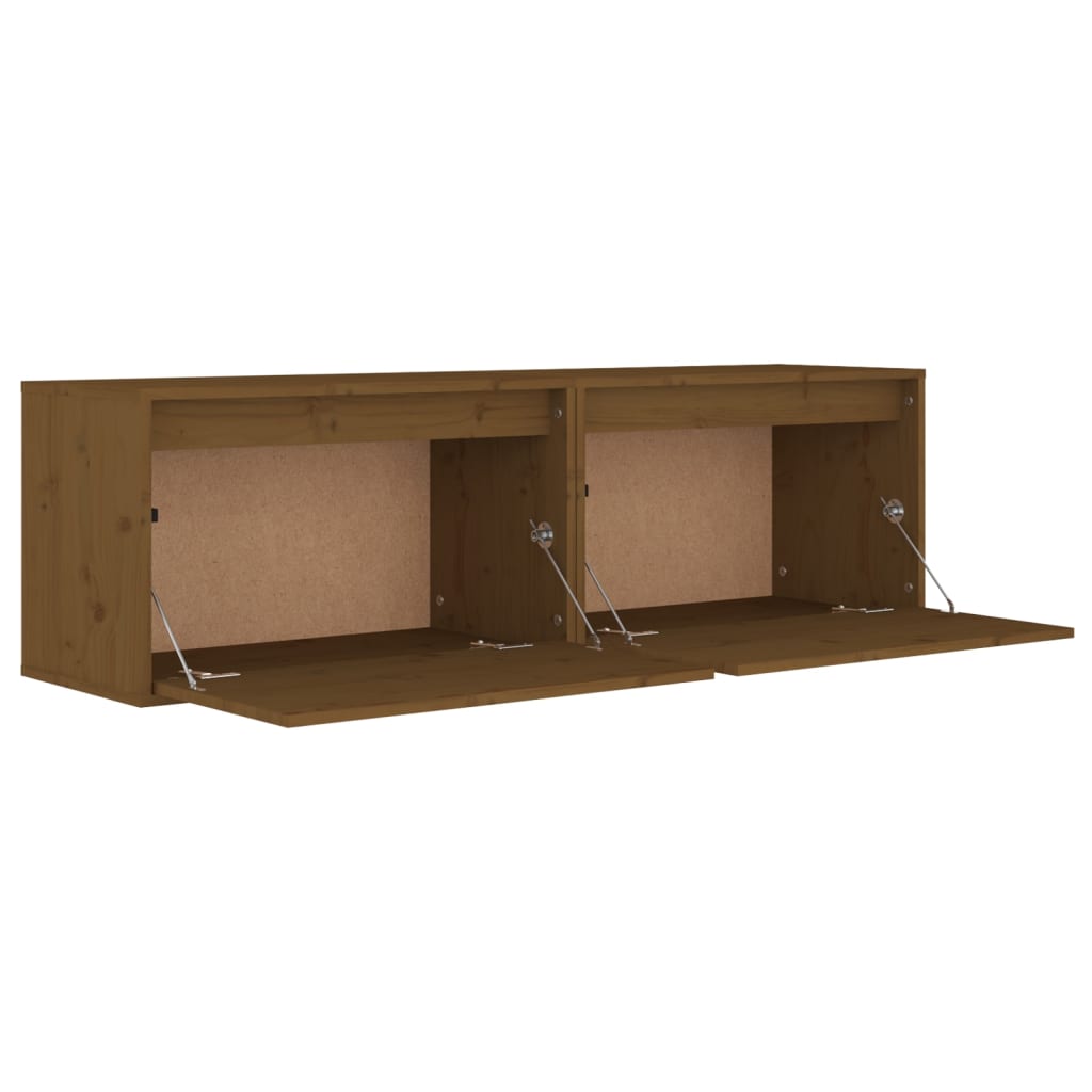 Wandkasten 2 St 60X30X35 Cm Massief Grenenhout Honingbruin