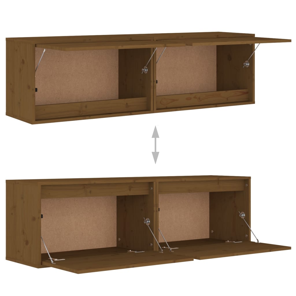 Wandkasten 2 St 60X30X35 Cm Massief Grenenhout Honingbruin