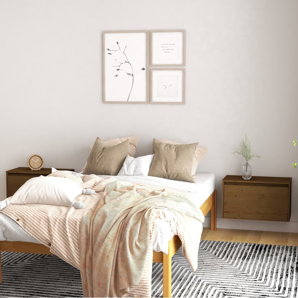 Wandkasten 2 St 60X30X35 Cm Massief Grenenhout Honingbruin