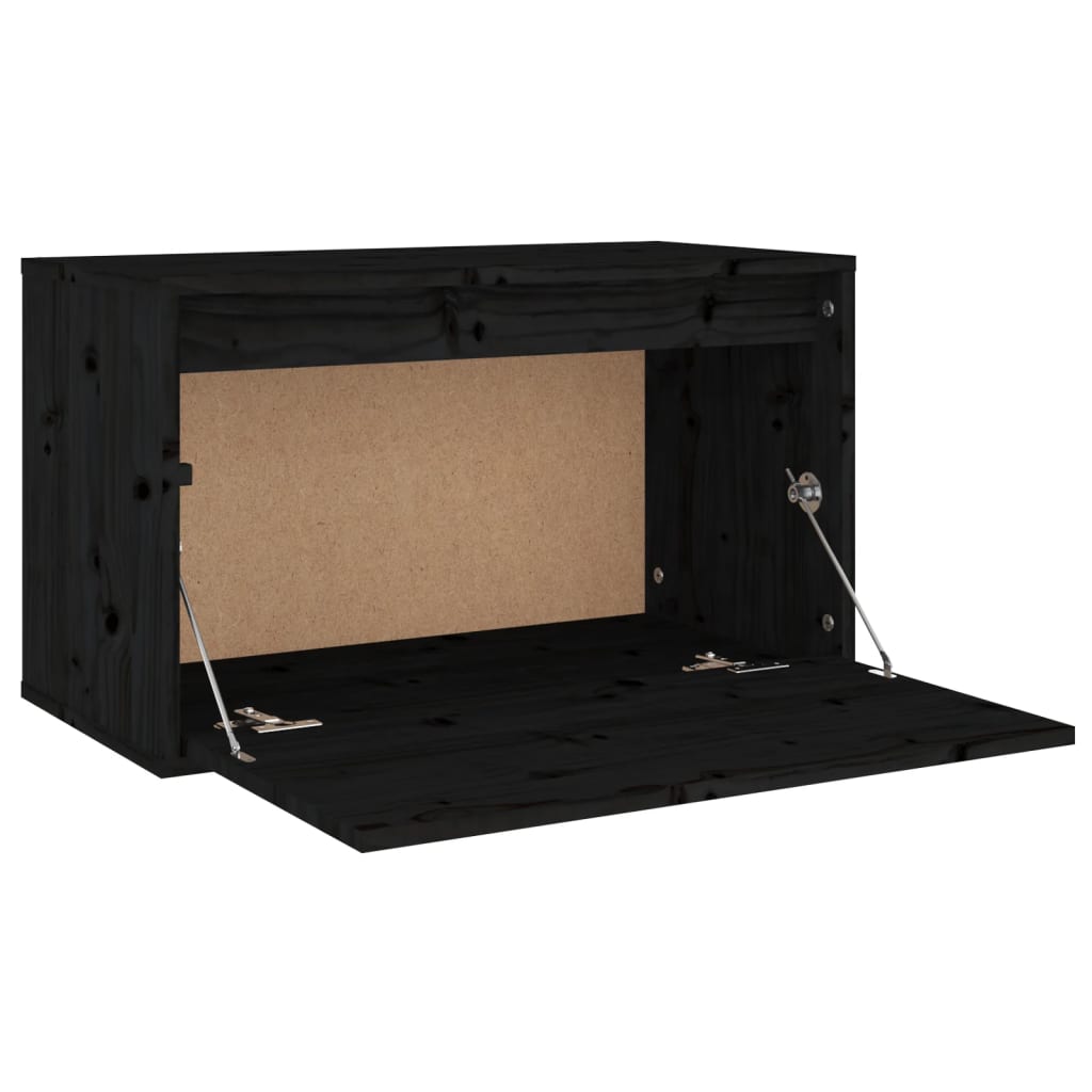 Wandkast 60X30X35 Cm Massief Grenenhout Zwart
