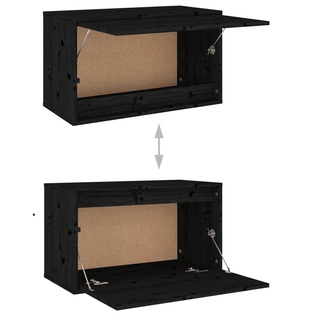 Wandkast 60X30X35 Cm Massief Grenenhout Zwart