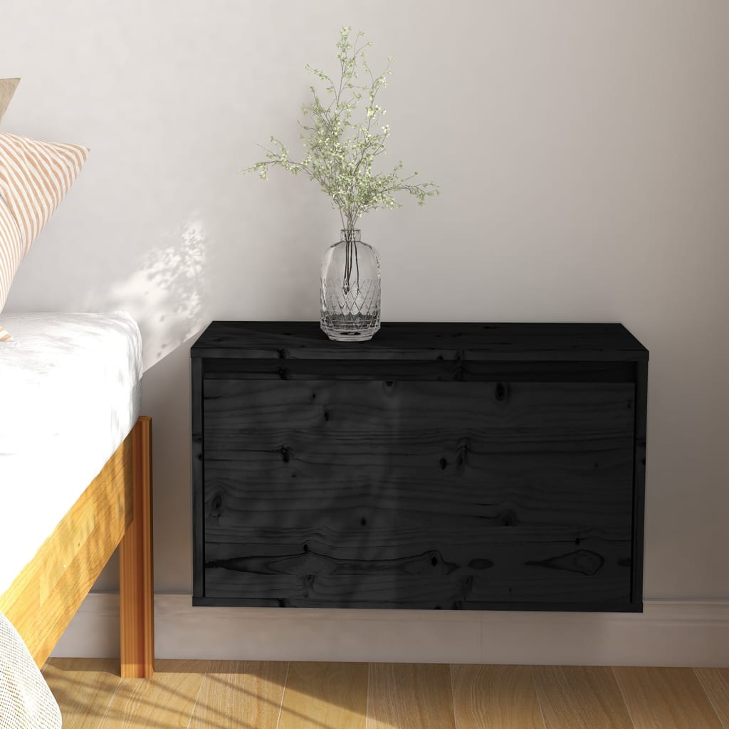 Wandkast 60X30X35 Cm Massief Grenenhout Zwart