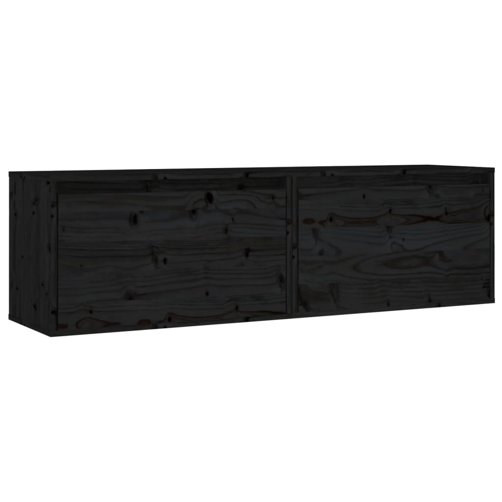 Wandkasten 2 St 60X30X35 Cm Massief Grenenhout Zwart