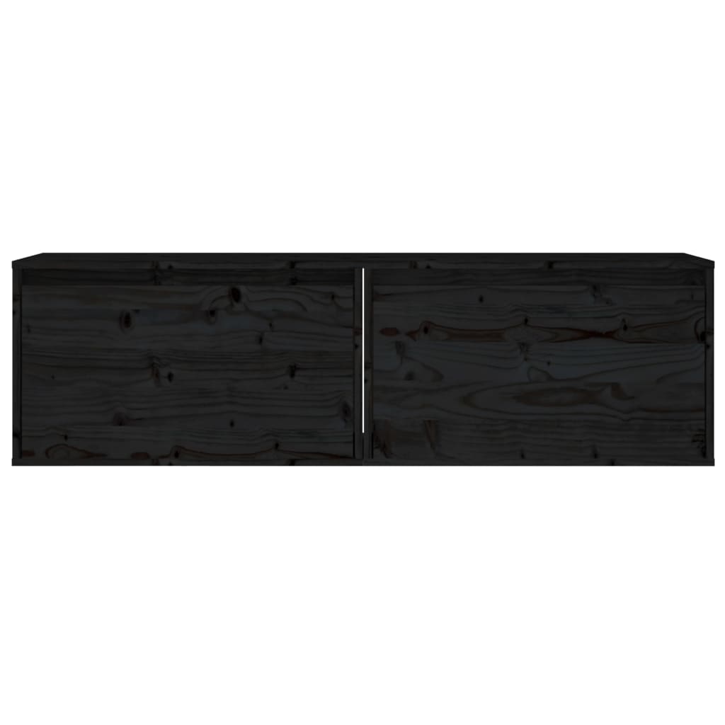 Wandkasten 2 St 60X30X35 Cm Massief Grenenhout Zwart