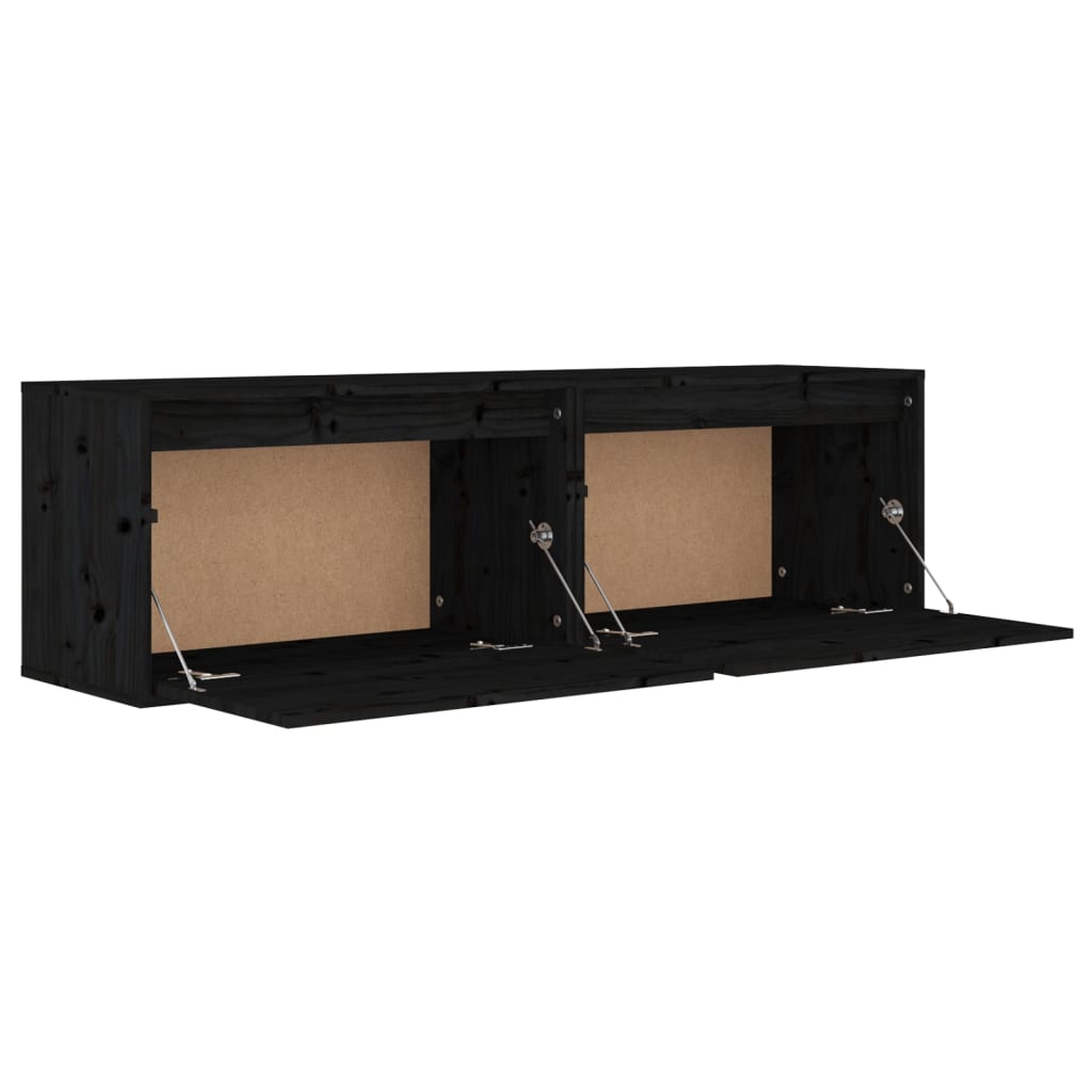 Wandkasten 2 St 60X30X35 Cm Massief Grenenhout Zwart