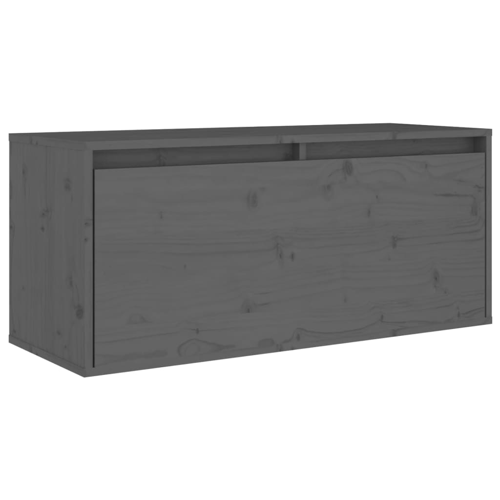 Wandkast 80X30X35 Cm Massief Grenenhout Grijs