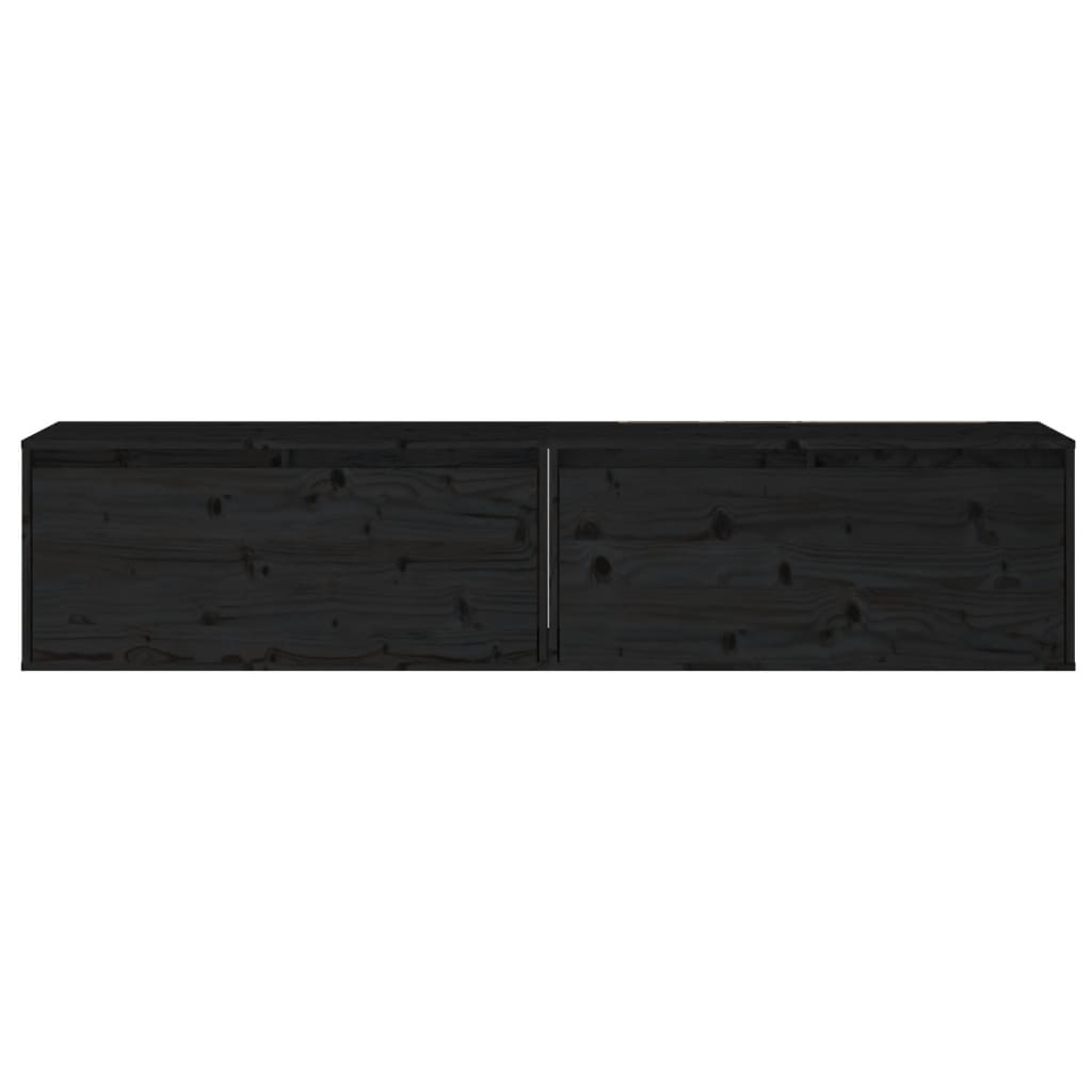 Wandkasten 2 St 80X30X35 Cm Massief Grenenhout Zwart
