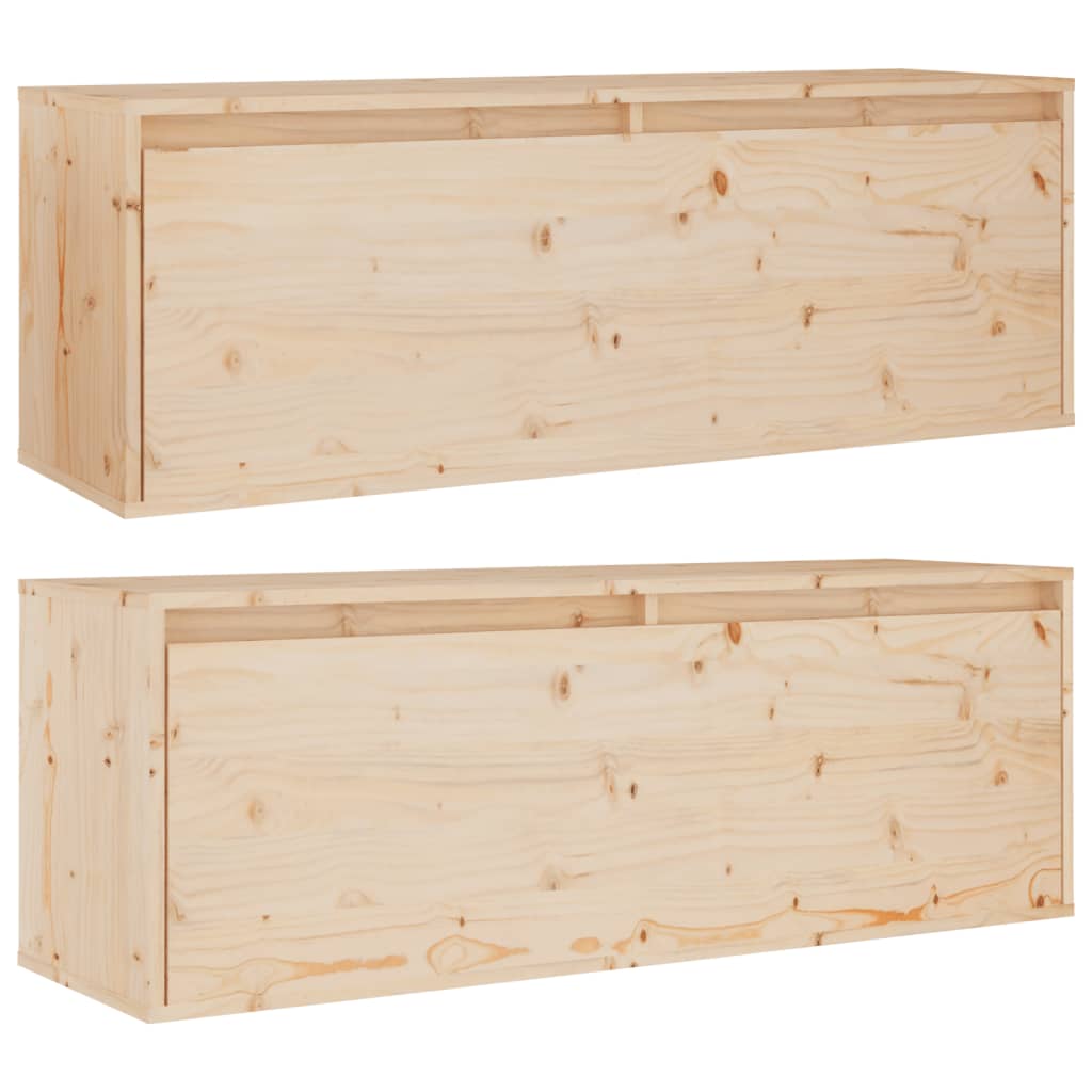 Wandkasten 2 St 100X30X35 Cm Massief Grenenhout