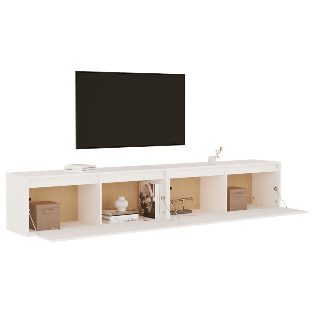 Wandkasten 2 St 100X30X35 Cm Massief Grenenhout Wit