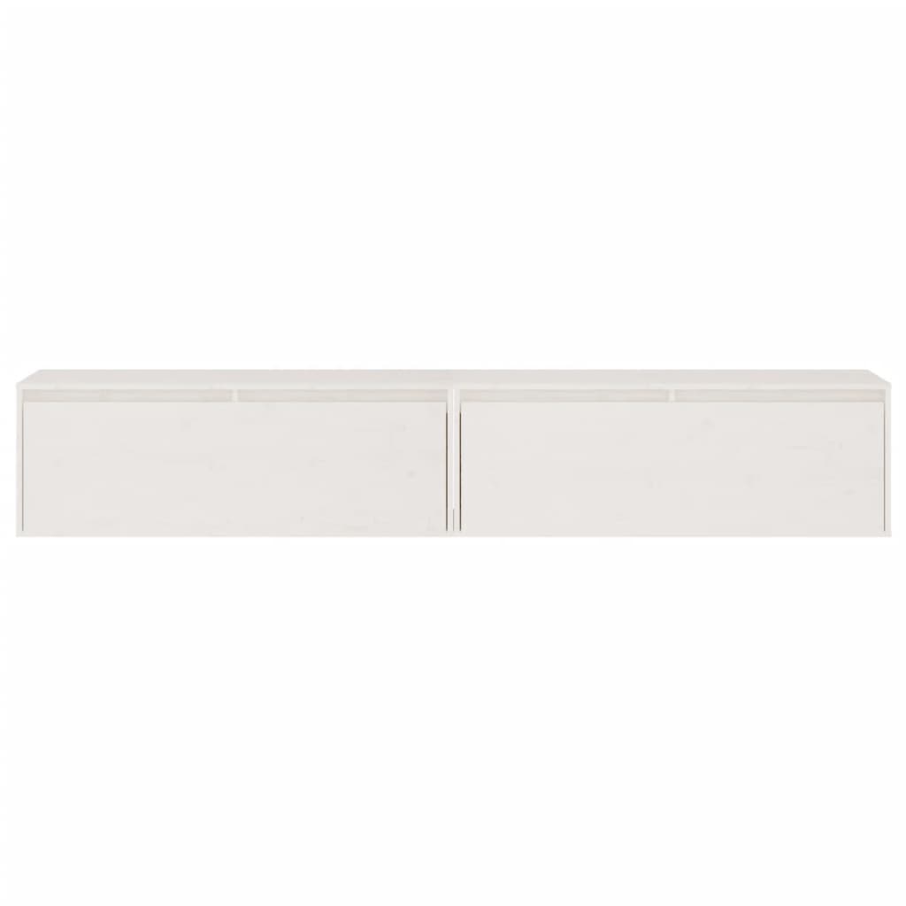 Wandkasten 2 St 100X30X35 Cm Massief Grenenhout Wit