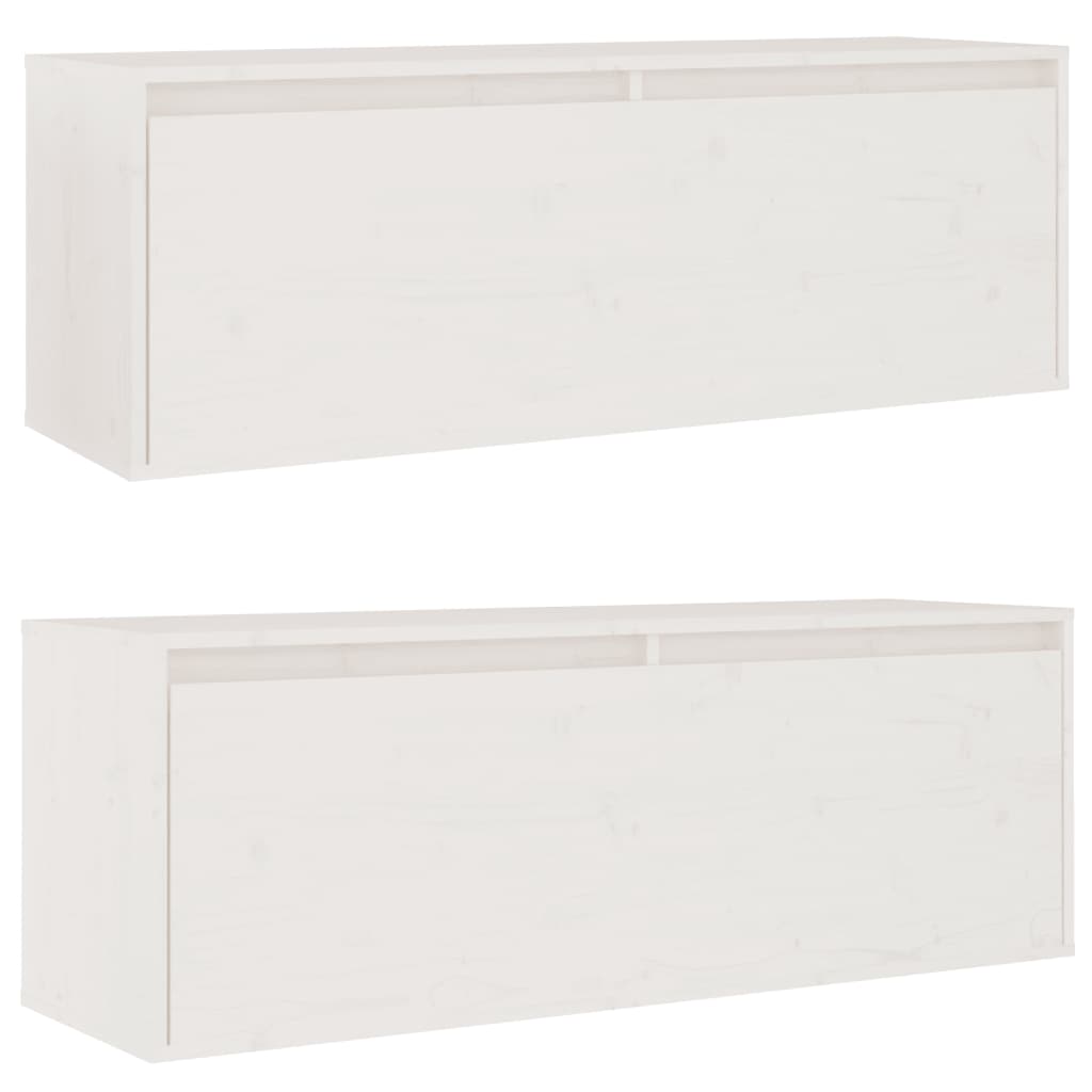 Wandkasten 2 St 100X30X35 Cm Massief Grenenhout Wit
