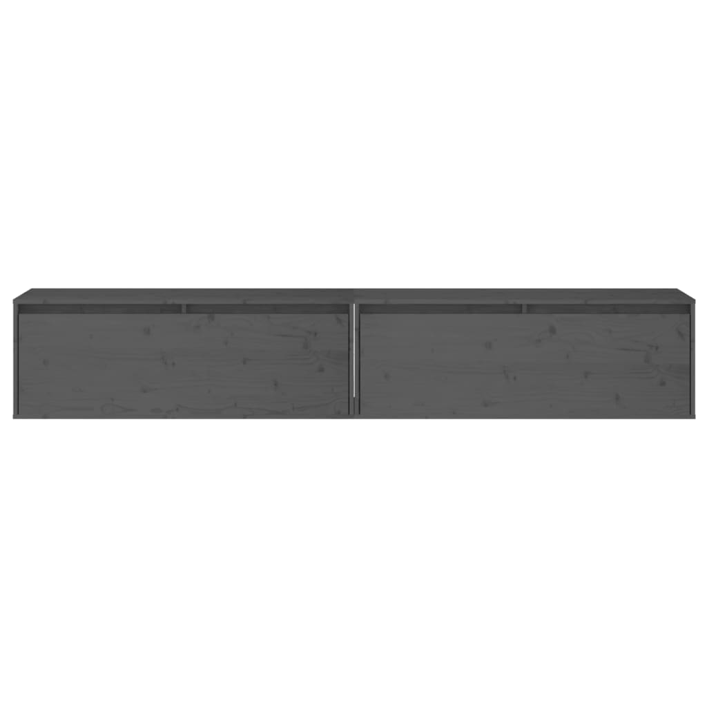 Wandkasten 2 St 100X30X35 Cm Massief Grenenhout Grijs