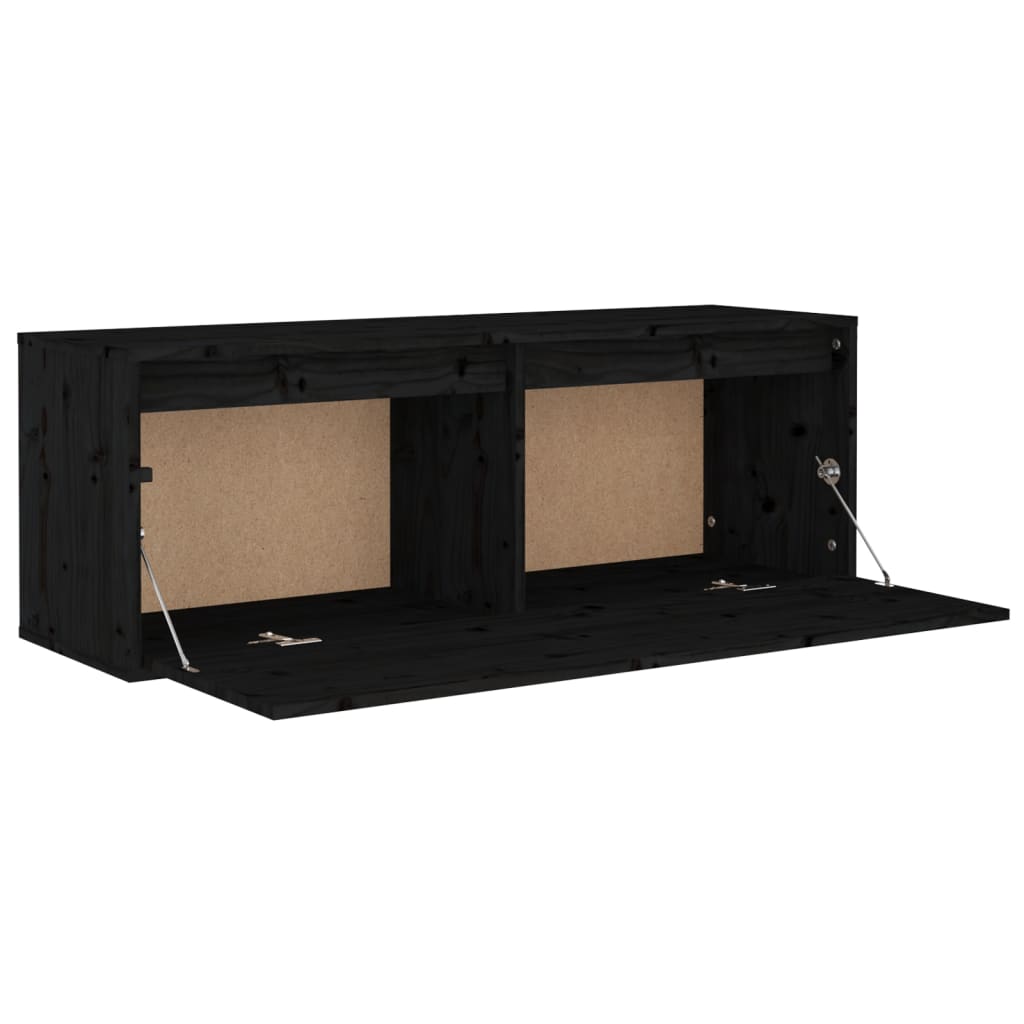 Wandkast 100X30X35 Cm Massief Grenenhout Zwart