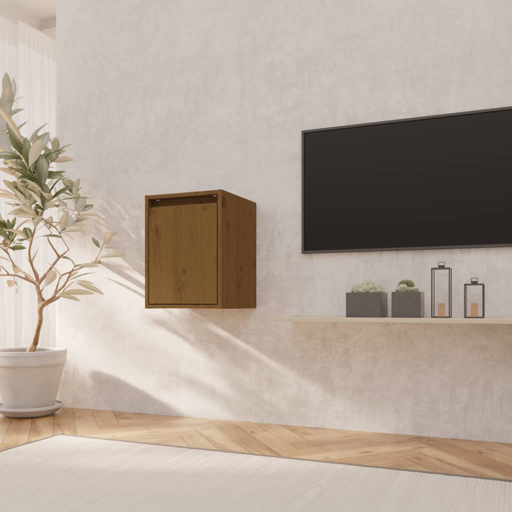 Wandkast 30X30X40 Cm Massief Grenenhout Honingbruin