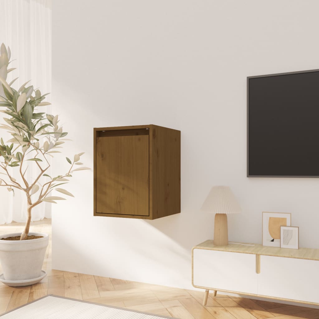 Wandkast 30X30X40 Cm Massief Grenenhout Honingbruin
