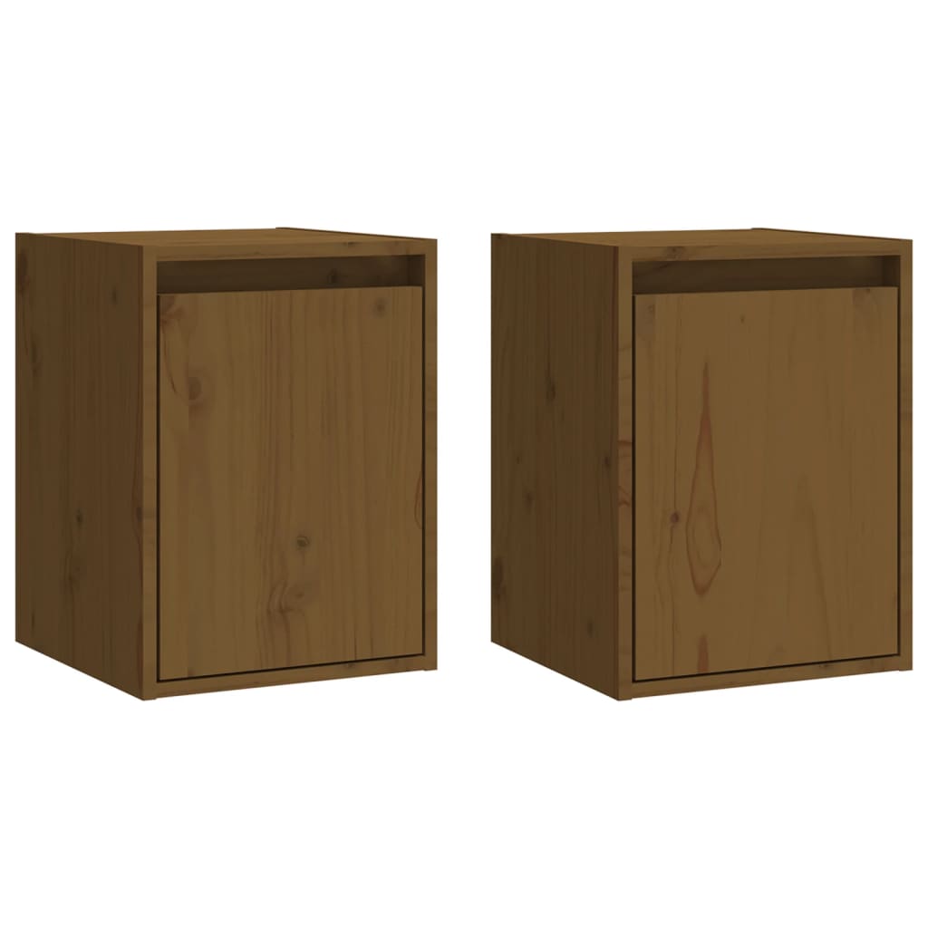 Wandkasten 2 St 30X30X40 Cm Massief Grenenhout Honingbruin