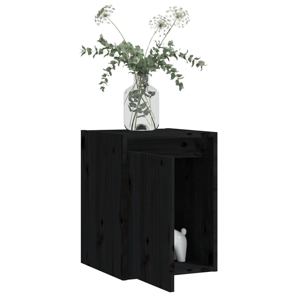 Wandkast 30X30X40 Cm Massief Grenenhout Zwart